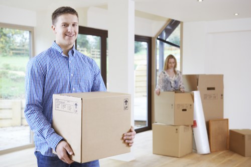 Organized self storage in Hainault with neatly packed boxes