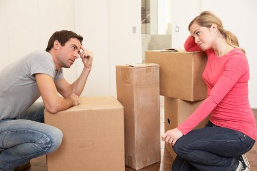 Household furniture being moved during local removals in Hainault