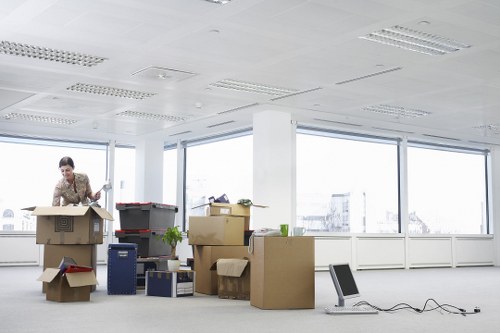 Organised storage area in Hainault for office archives and furniture